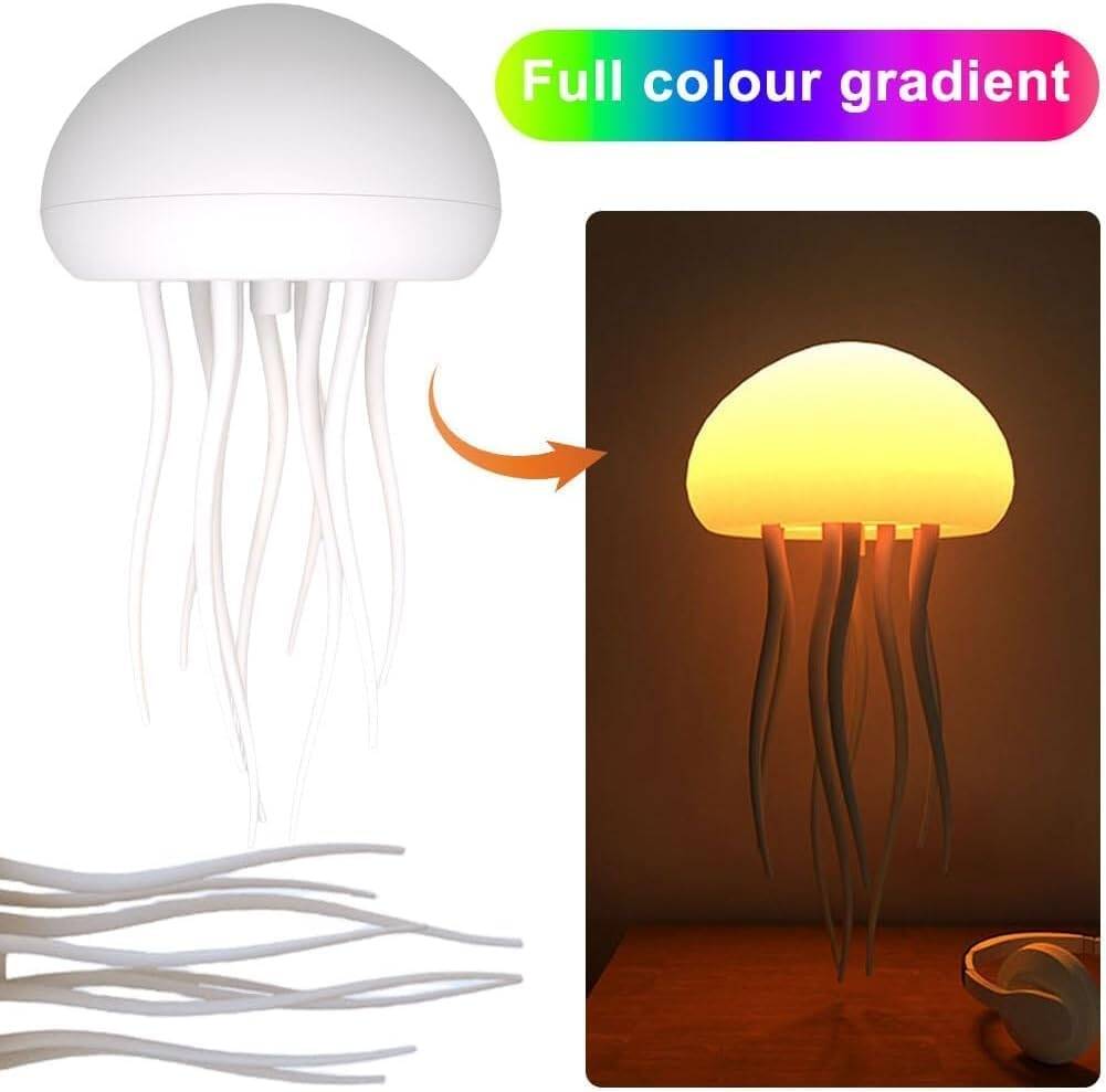 LED Jellyfish Lamp - Cute Night Light With Moving Legs, Speaker, and Floating Design