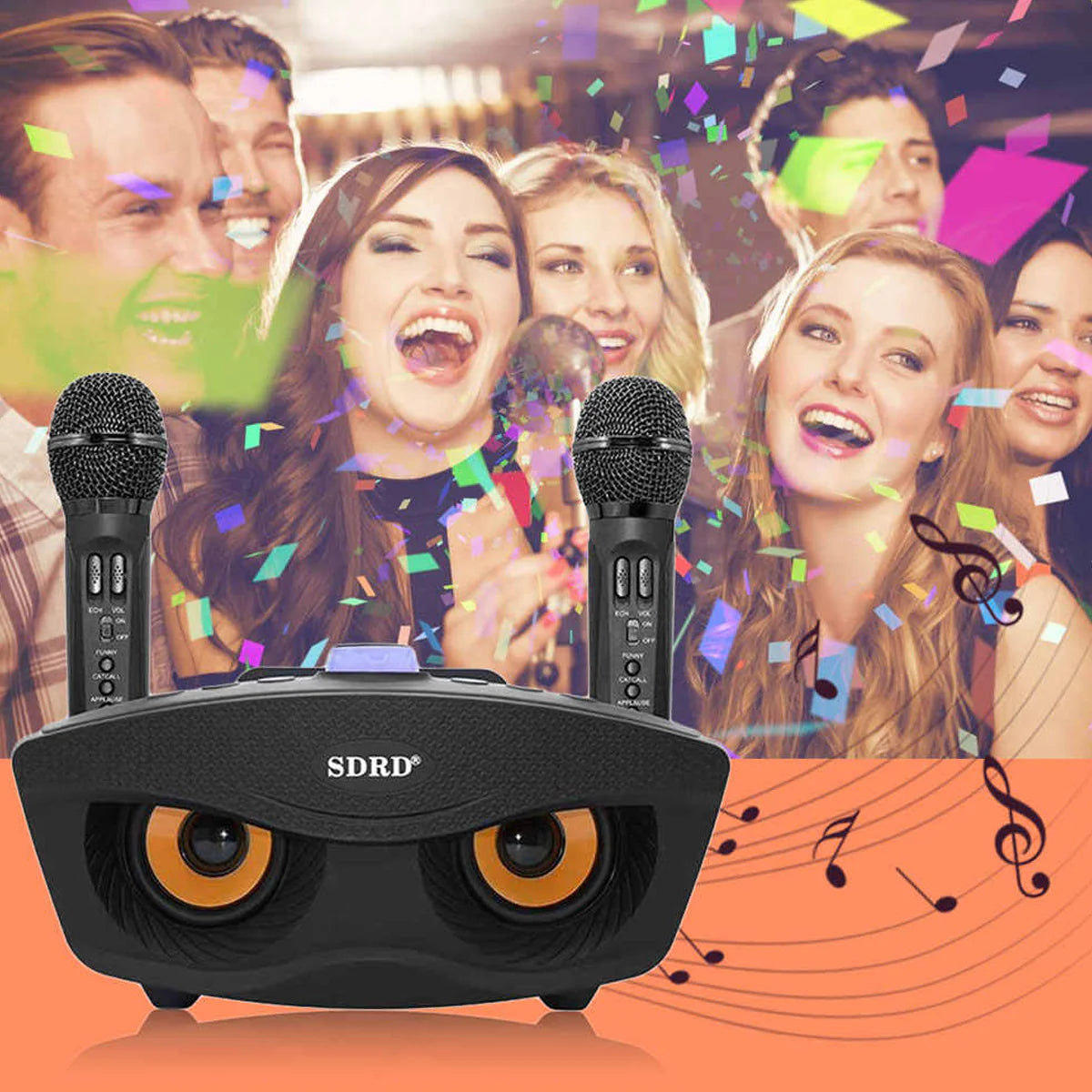 Wireless Bluetooth Speaker With 2-Piece Mic Rechargeable Portable Speaker