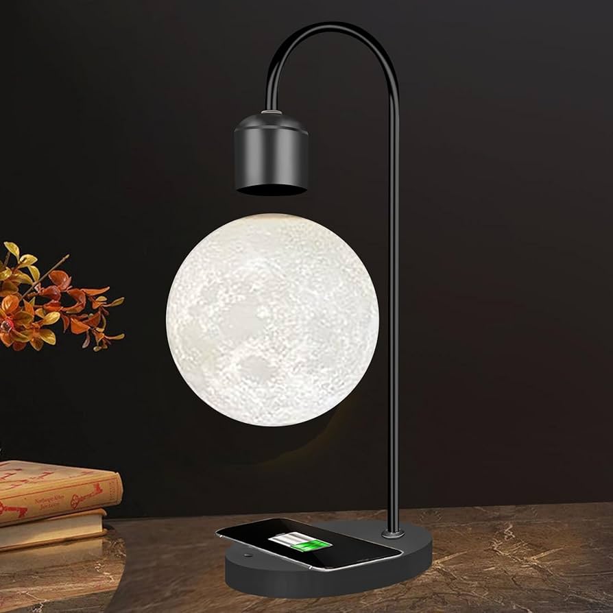 2-in-1 Magnetic Levitating 3D Floating Moon Lamp with 15W Wireless Charger