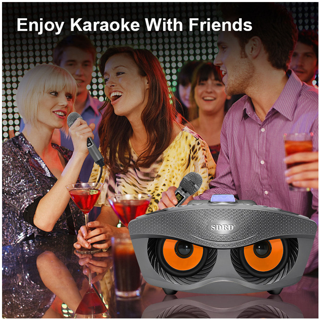 Wireless Bluetooth Speaker With 2-Piece Mic Rechargeable Portable Speaker