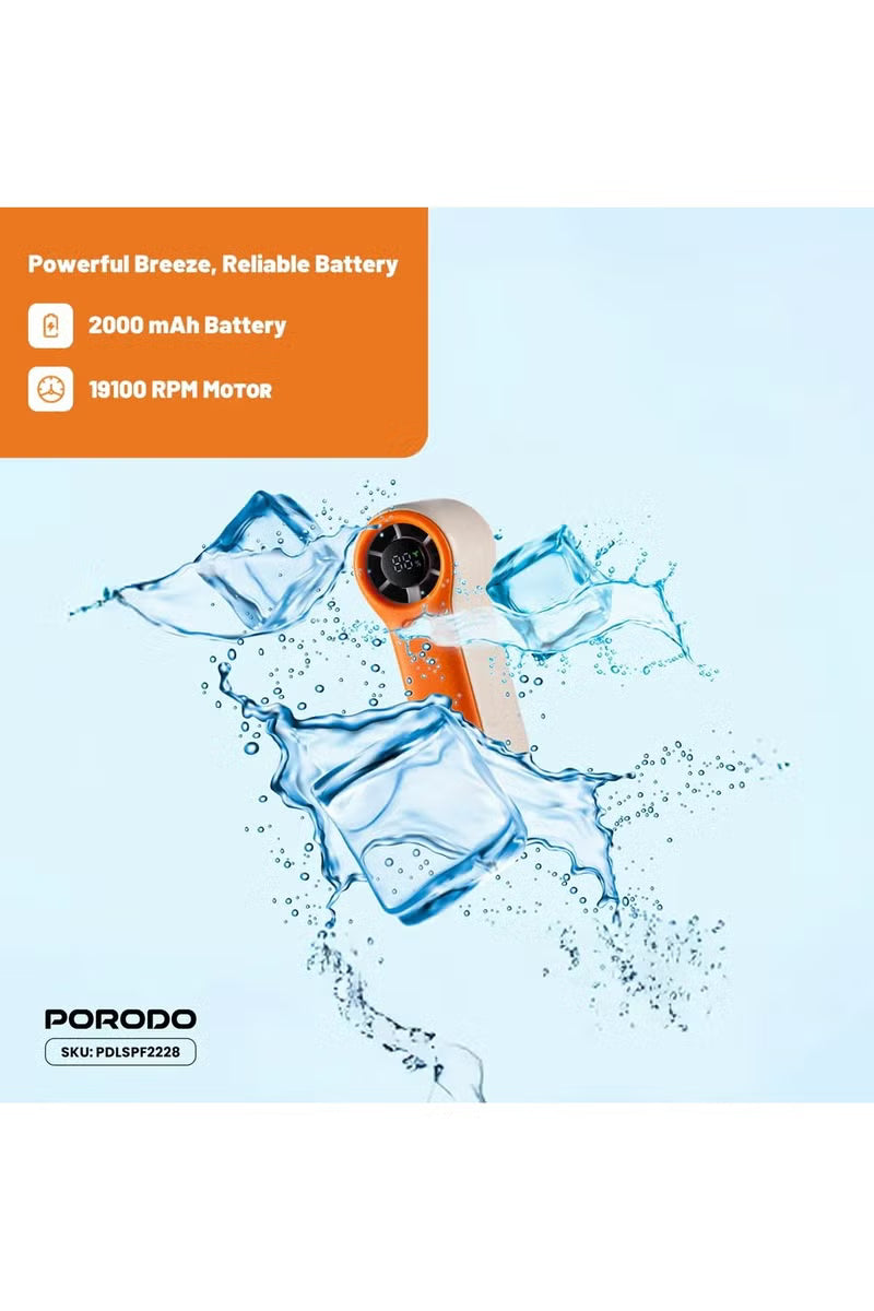 Pocket Size Handheld Fan with Strong Air Flow & Long Battery Life / 19100 RPM Motor Speed / 5 Speed Level / / Lightweight & Portable Fan - Orange