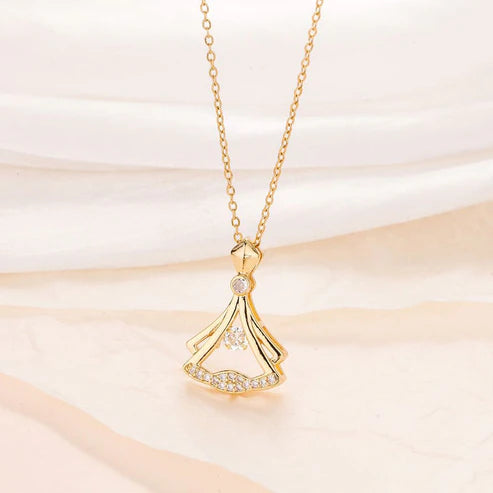 24k Gold plated fan necklace