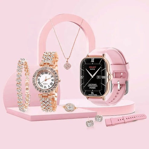 A58 Smart Watch + Luxury Watch & Jewelry – Couple Set