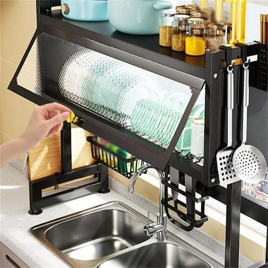 Adjustable Kitchen Sink Shelf – Over Cabinet Door Storage Organizer