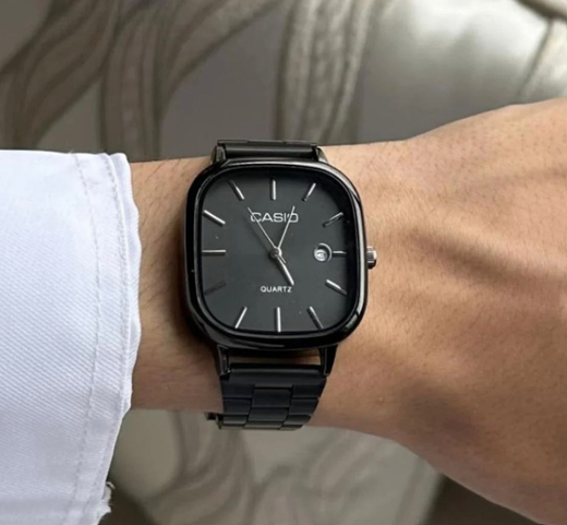 ساعة كاسيو للجنسين من الستانلس ستيل - أسود