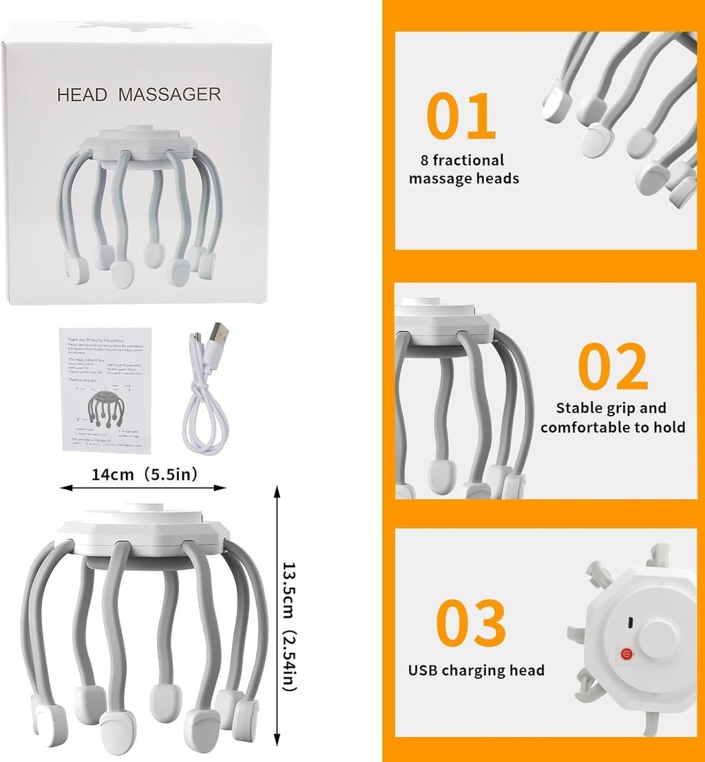 جهاز تدليك لفروة الرأس مع 8 نقاط اهتزازية