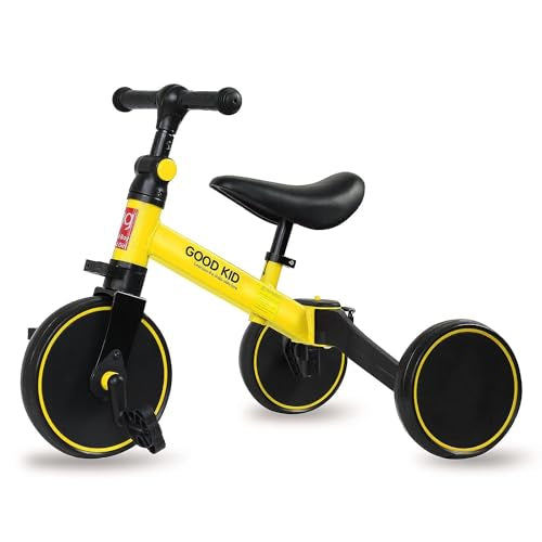Sky - Touch 4 in 1 Kids Balance Bike Tricycles for 1.5 5 Years, Toddlers Trike with Adjustable Seat Indoor Outdoor, Yellow(Used New, Open Box)