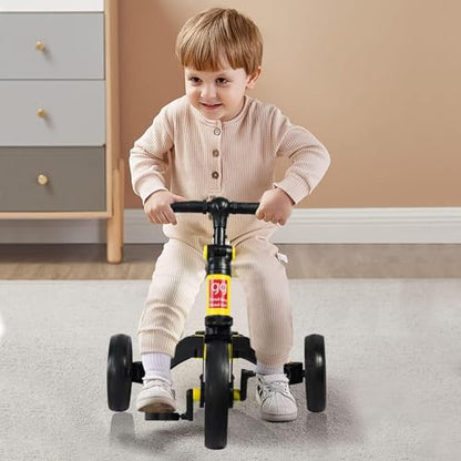Sky - Touch 4 in 1 Kids Balance Bike Tricycles for 1.5 5 Years, Toddlers Trike with Adjustable Seat Indoor Outdoor, Yellow(Used New, Open Box)