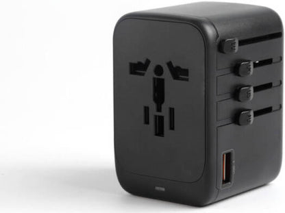 Universal Travel Adapter 45W GaN Fast Charger, 4-Port International Wall Charger with Smart Charging & Built-in Plugs for UAE, UK, US, AUS, Black