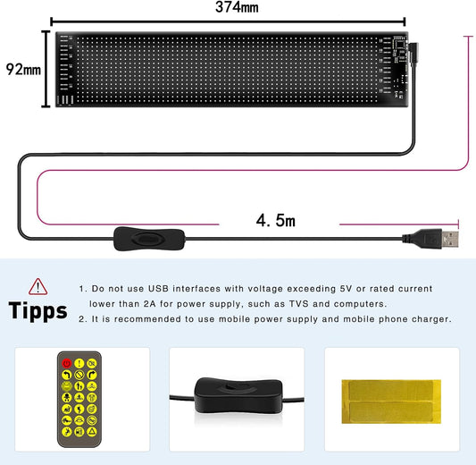 LED Display Screen for Car Taxi – Soft Screen, 92×374mm