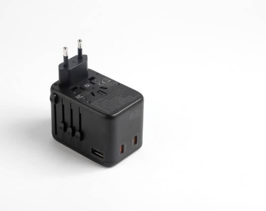 Universal Travel Adapter 45W GaN Fast Charger, 4-Port International Wall Charger with Smart Charging & Built-in Plugs for UAE, UK, US, AUS, Black
