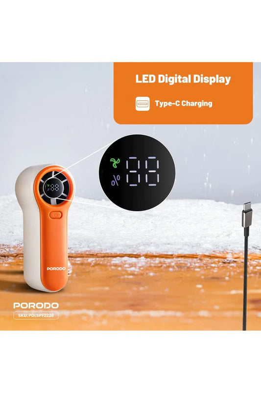 Pocket Size Handheld Fan with Strong Air Flow & Long Battery Life / 19100 RPM Motor Speed / 5 Speed Level / / Lightweight & Portable Fan - Orange