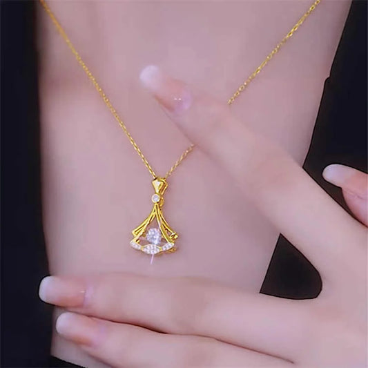 24k Gold plated fan necklace
