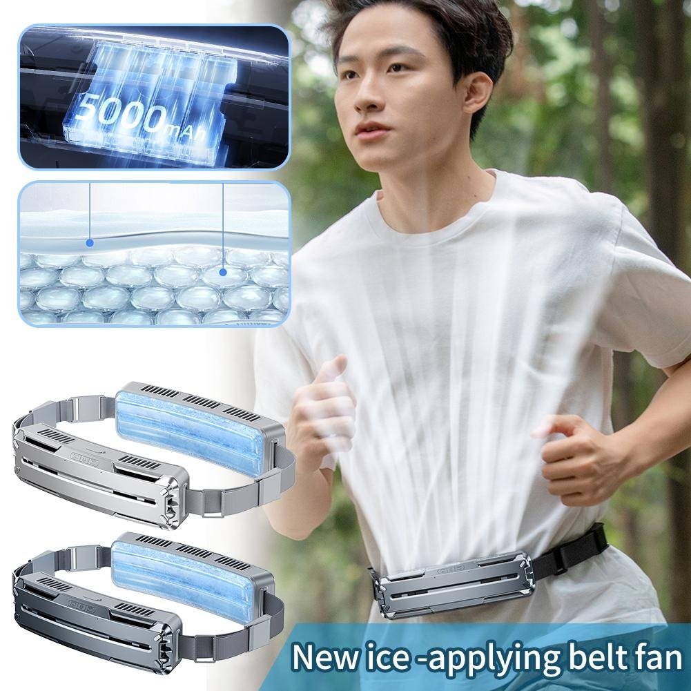 Portable Hands-Free Ice Belt Fan – Rechargeable Cooling Fan for Outdoor & Work Use