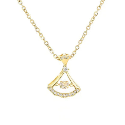 24k Gold plated fan necklace